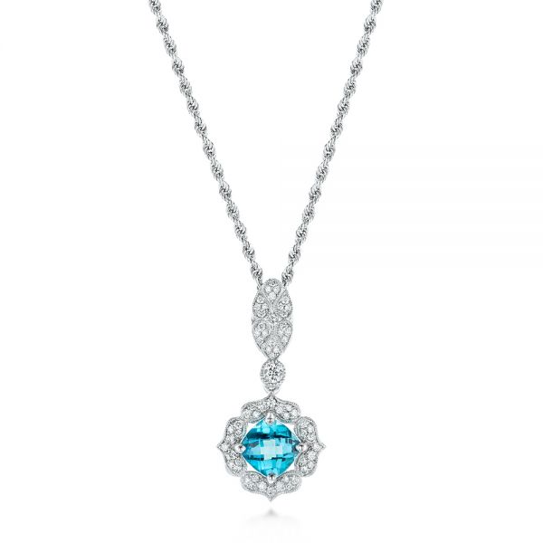 Blue Topaz and Diamond Pendant - Image