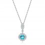  Platinum Platinum Blue Topaz And Diamond Pendant - Three-Quarter View -  103770 - Thumbnail