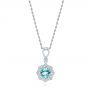 18k White Gold 18k White Gold Blue Topaz And Diamond Pendant - Three-Quarter View -  103771 - Thumbnail