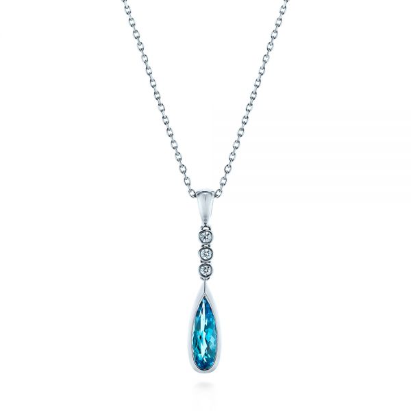 Blue Topaz and Diamond Pendant - Image