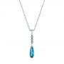 18k White Gold 18k White Gold Blue Topaz And Diamond Pendant - Three-Quarter View -  105430 - Thumbnail