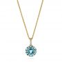 18k Yellow Gold 18k Yellow Gold Blue Topaz And Diamond Pendant - Three-Quarter View -  103623 - Thumbnail