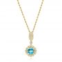 18k Yellow Gold 18k Yellow Gold Blue Topaz And Diamond Pendant - Three-Quarter View -  103770 - Thumbnail