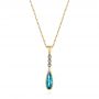 14k Yellow Gold 14k Yellow Gold Blue Topaz And Diamond Pendant - Three-Quarter View -  105430 - Thumbnail