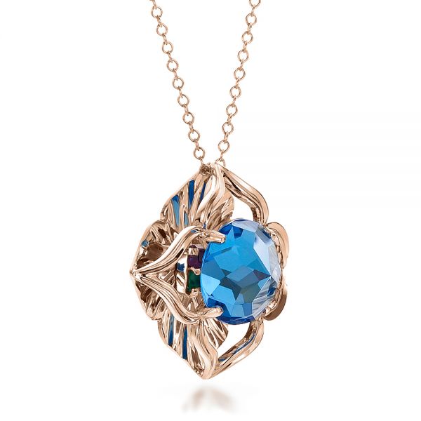 14k Rose Gold 14k Rose Gold Blue Topaz Pendant - Flat View -  100351