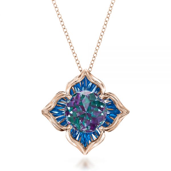 14k Rose Gold 14k Rose Gold Blue Topaz Pendant - Front View - 100351