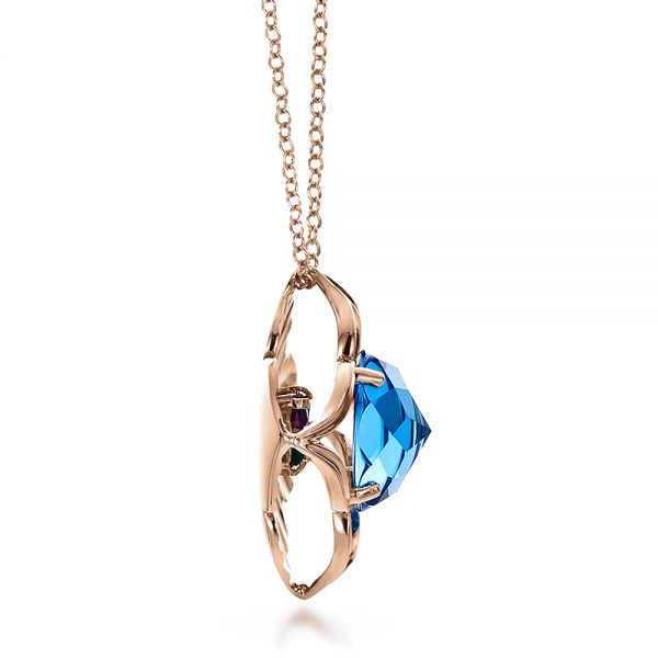 14k Rose Gold 14k Rose Gold Blue Topaz Pendant - Side View -  100351