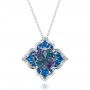  Platinum Platinum Blue Topaz Pendant - Front View -  100351 - Thumbnail