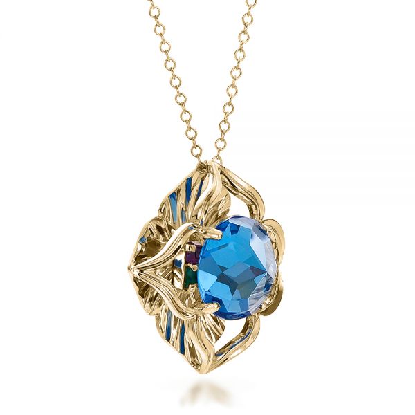 14k Yellow Gold 14k Yellow Gold Blue Topaz Pendant - Flat View -  100351