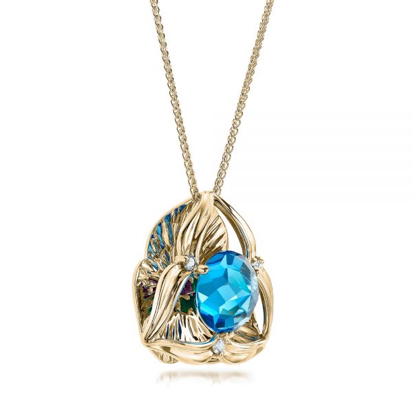 14k Yellow Gold 14k Yellow Gold Blue Topaz Pendant - Flat View -  101122