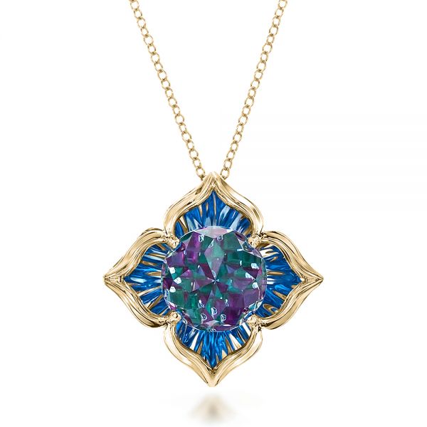 14k Yellow Gold 14k Yellow Gold Blue Topaz Pendant - Front View - 100351
