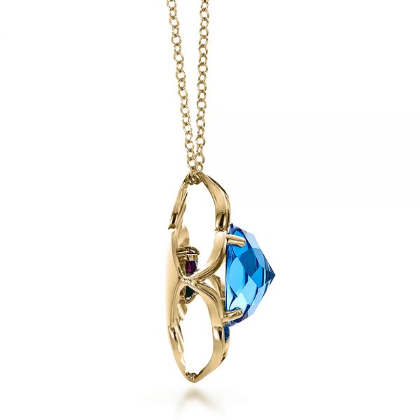 14k Yellow Gold 14k Yellow Gold Blue Topaz Pendant - Side View -  100351