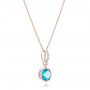 14k Rose Gold 14k Rose Gold Blue Topaz And And Diamond Pendant - Flat View -  102579 - Thumbnail