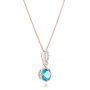18k Rose Gold 18k Rose Gold Blue Topaz And And Diamond Pendant - Flat View -  102579 - Thumbnail