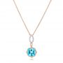 18k Rose Gold Blue Topaz And And Diamond Pendant