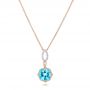 14k Rose Gold Blue Topaz And And Diamond Pendant