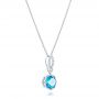 18k White Gold 18k White Gold Blue Topaz And And Diamond Pendant - Flat View -  102579 - Thumbnail