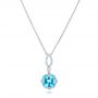 18k White Gold Blue Topaz And And Diamond Pendant