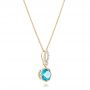 14k Yellow Gold 14k Yellow Gold Blue Topaz And And Diamond Pendant - Flat View -  102579 - Thumbnail