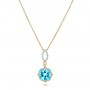 14k Yellow Gold Blue Topaz And And Diamond Pendant