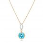 18k Yellow Gold 18k Yellow Gold Blue Topaz And And Diamond Pendant - Three-Quarter View -  102579 - Thumbnail