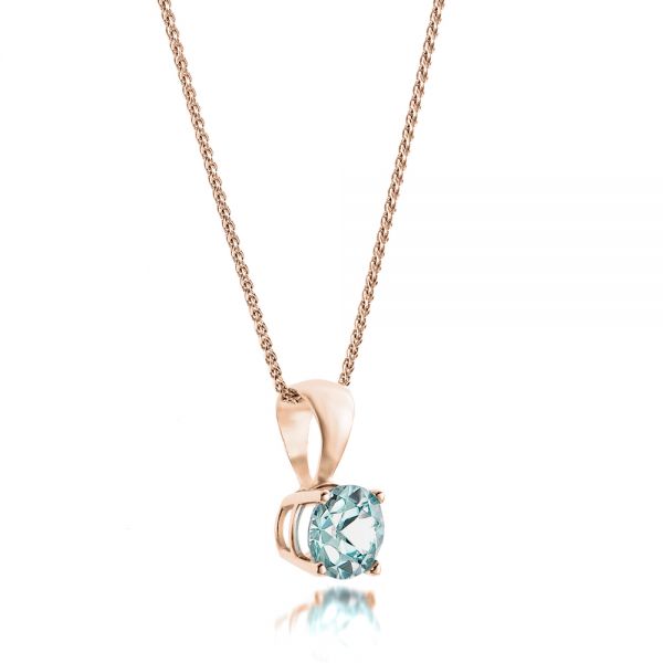 18k Rose Gold 18k Rose Gold Blue Zircon Pendant - Flat View -  100965