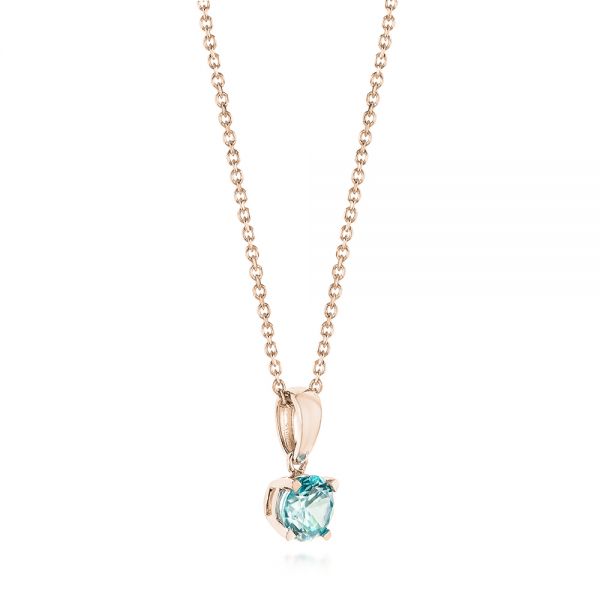 14k Rose Gold 14k Rose Gold Blue Zircon Pendant - Front View - 103707