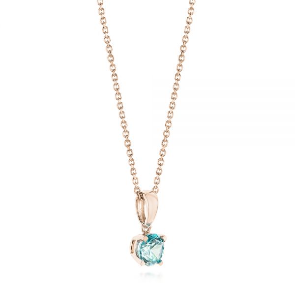 18k Rose Gold 18k Rose Gold Blue Zircon Pendant - Front View -  103707