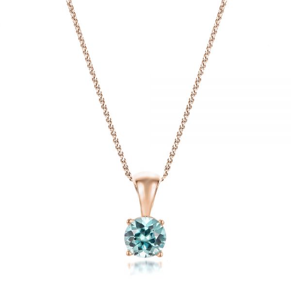 14k Rose Gold 14k Rose Gold Blue Zircon Pendant - Three-Quarter View -  100965