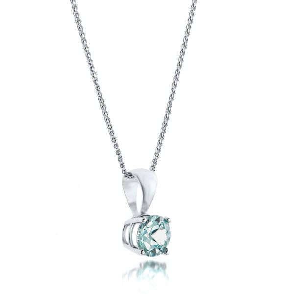  Platinum Platinum Blue Zircon Pendant - Flat View -  100965