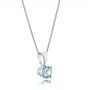 14k White Gold Blue Zircon Pendant - Flat View -  100965 - Thumbnail