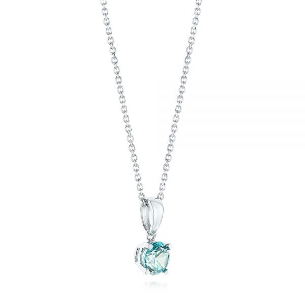  Platinum Platinum Blue Zircon Pendant - Front View -  103707