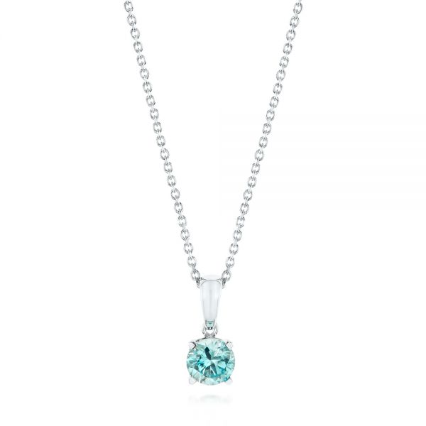  Platinum Platinum Blue Zircon Pendant - Three-Quarter View -  103707