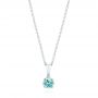 14k White Gold Blue Zircon Pendant - Three-Quarter View -  103707 - Thumbnail