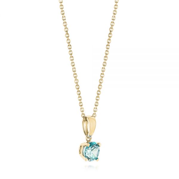 14k Yellow Gold 14k Yellow Gold Blue Zircon Pendant - Front View - 103707