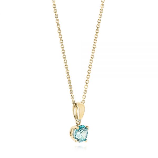 18k Yellow Gold 18k Yellow Gold Blue Zircon Pendant - Front View -  103707