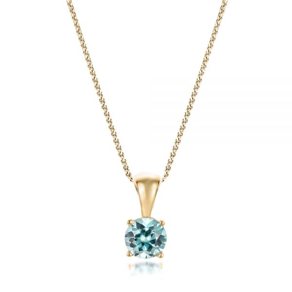 18k Yellow Gold 18k Yellow Gold Blue Zircon Pendant - Three-Quarter View -  100965