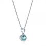 14k White Gold Blue Zircon Solitaire Pendant - Flat View -  105337 - Thumbnail