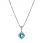 14k White Gold Blue Zircon Solitaire Pendant - Three-Quarter View -  105337 - Thumbnail