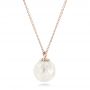 18k Rose Gold 18k Rose Gold Carved Fresh White Pearl Pendant - Flat View -  102570 - Thumbnail