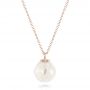 18k Rose Gold 18k Rose Gold Carved Fresh White Pearl Pendant - Three-Quarter View -  102570 - Thumbnail