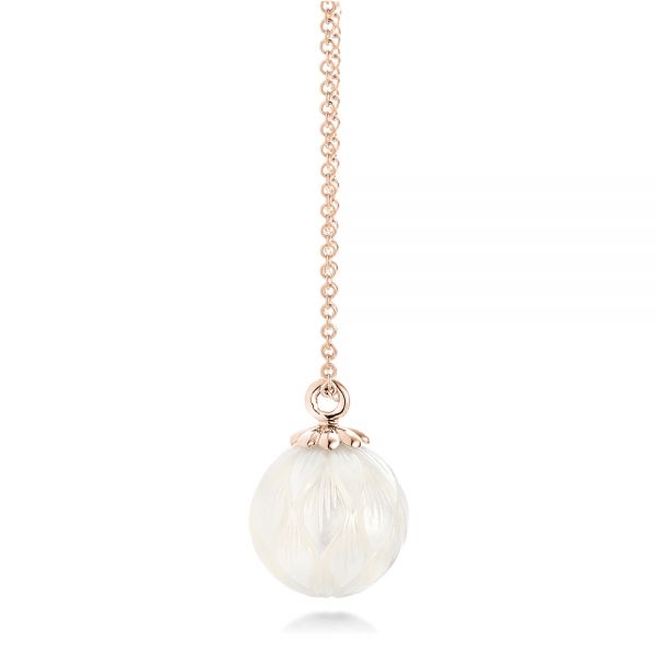 14k Rose Gold 14k Rose Gold Carved Fresh White Pearl Pendant - Side View - 102570
