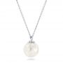  Platinum Platinum Carved Fresh White Pearl Pendant - Flat View -  102570 - Thumbnail