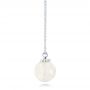 14k White Gold Carved Fresh White Pearl Pendant - Side View -  102570 - Thumbnail