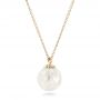 14k Yellow Gold 14k Yellow Gold Carved Fresh White Pearl Pendant - Flat View -  102570 - Thumbnail