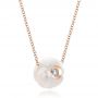 14k Rose Gold 14k Rose Gold Carved Fresh White Pearl And Diamond Pendant - Flat View -  100345 - Thumbnail