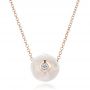 14k Rose Gold 14k Rose Gold Carved Fresh White Pearl And Diamond Pendant - Three-Quarter View -  100345 - Thumbnail