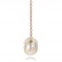 14k Rose Gold 14k Rose Gold Carved Fresh White Pearl And Diamond Pendant - Side View -  100330 - Thumbnail
