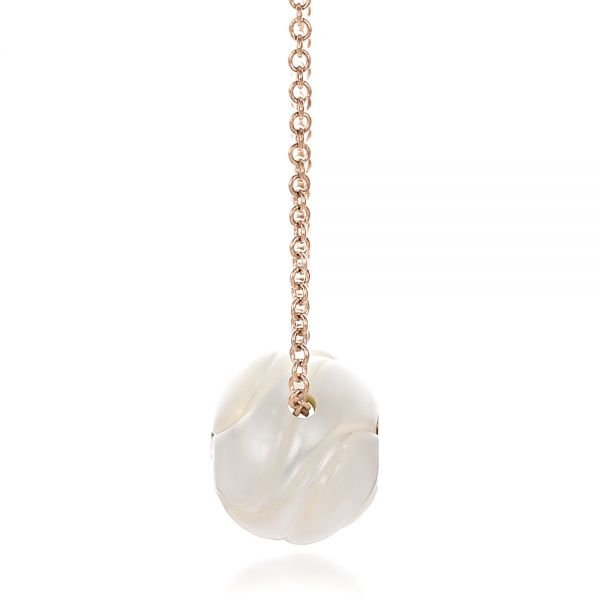 18k Rose Gold 18k Rose Gold Carved Fresh White Pearl And Diamond Pendant - Side View -  100345