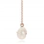 18k Rose Gold 18k Rose Gold Carved Fresh White Pearl And Diamond Pendant - Side View -  100347 - Thumbnail